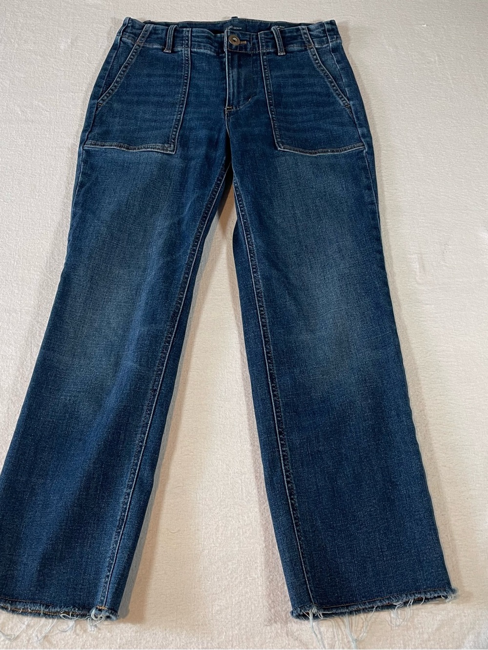 J. Jill High-Rise Straight-Leg Women's Dark Blue Jeans with Raw Hem Size 2p